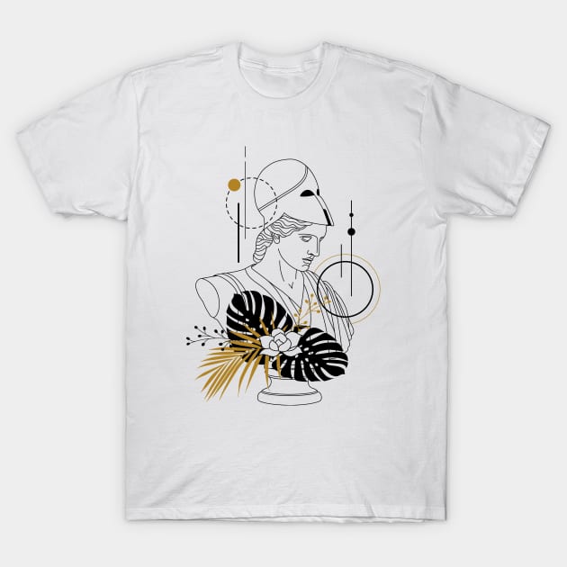 Athena (Minerva). Creative Illustration In Geometric And Line Art Style T-Shirt by SlothAstronaut